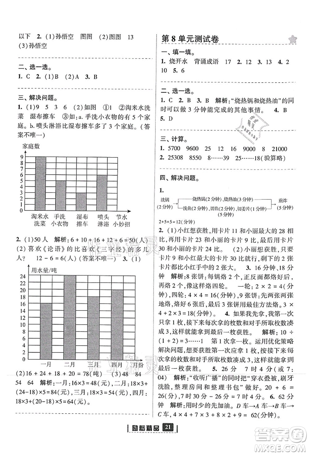 延邊人民出版社2021勵耘新同步四年級數(shù)學上冊人教版答案