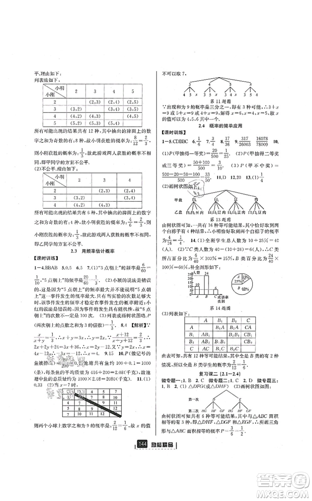 延邊人民出版社2021勵(lì)耘新同步九年級(jí)數(shù)學(xué)全一冊(cè)AB本浙教版答案