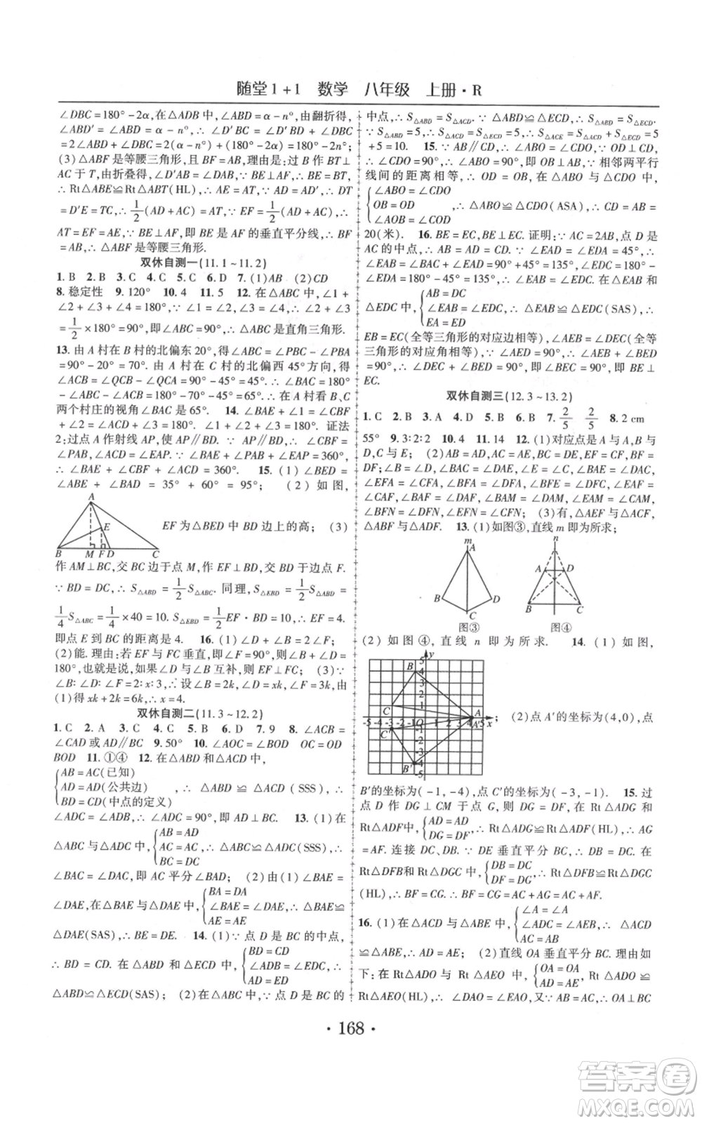 云南美術出版社2021隨堂1+1導練八年級上冊數(shù)學人教版參考答案