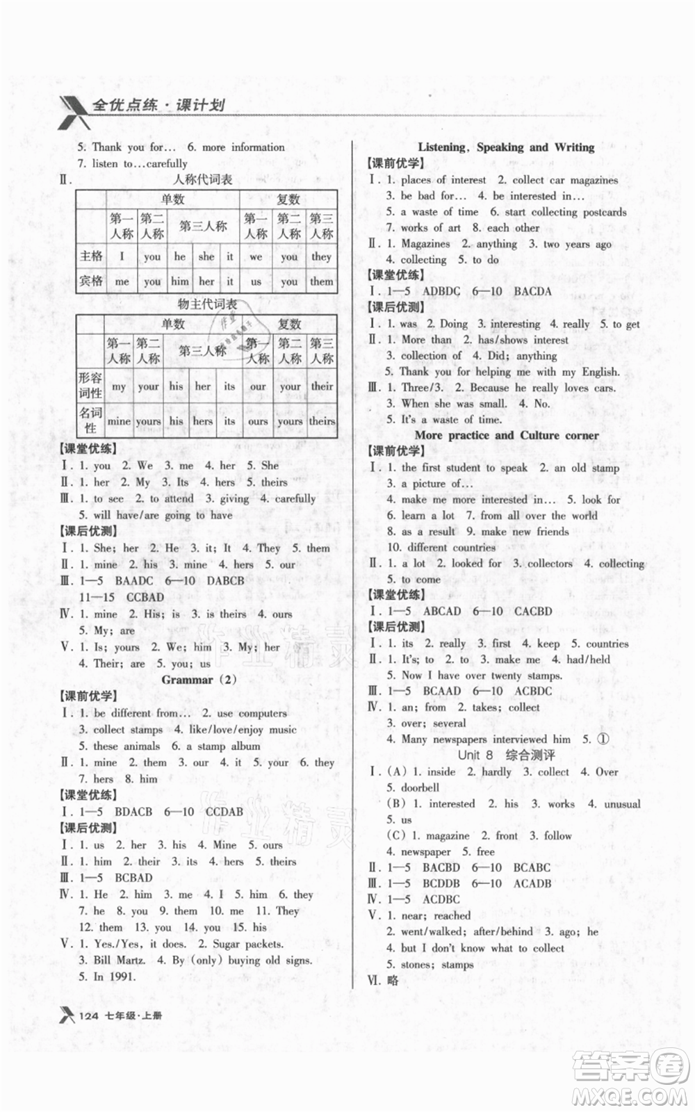 遼海出版社2021全優(yōu)點(diǎn)練課計(jì)劃七年級(jí)上冊(cè)英語(yǔ)牛津版參考答案