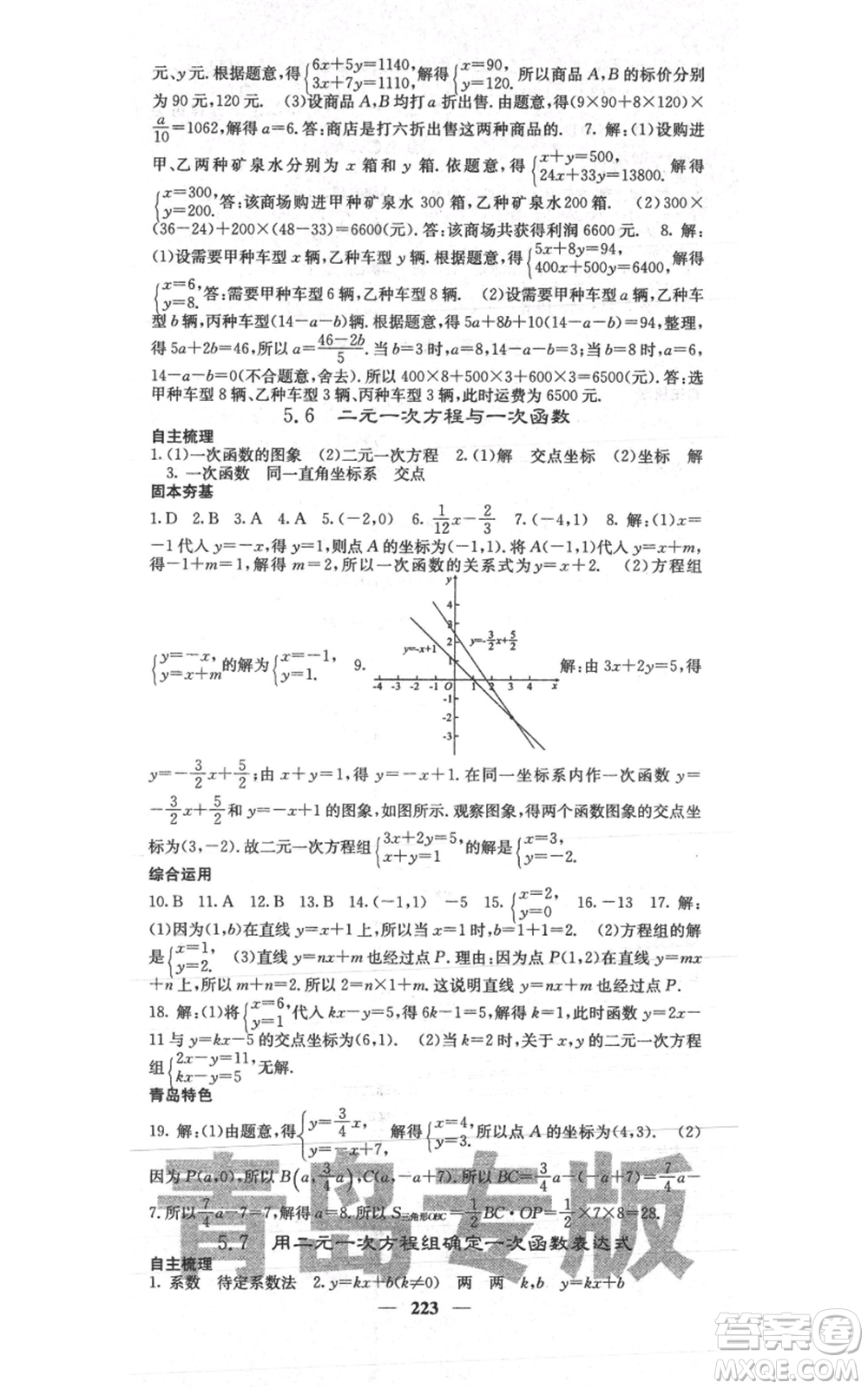 四川大學(xué)出版社2021名校課堂內(nèi)外八年級上冊數(shù)學(xué)北師大版青島專版參考答案