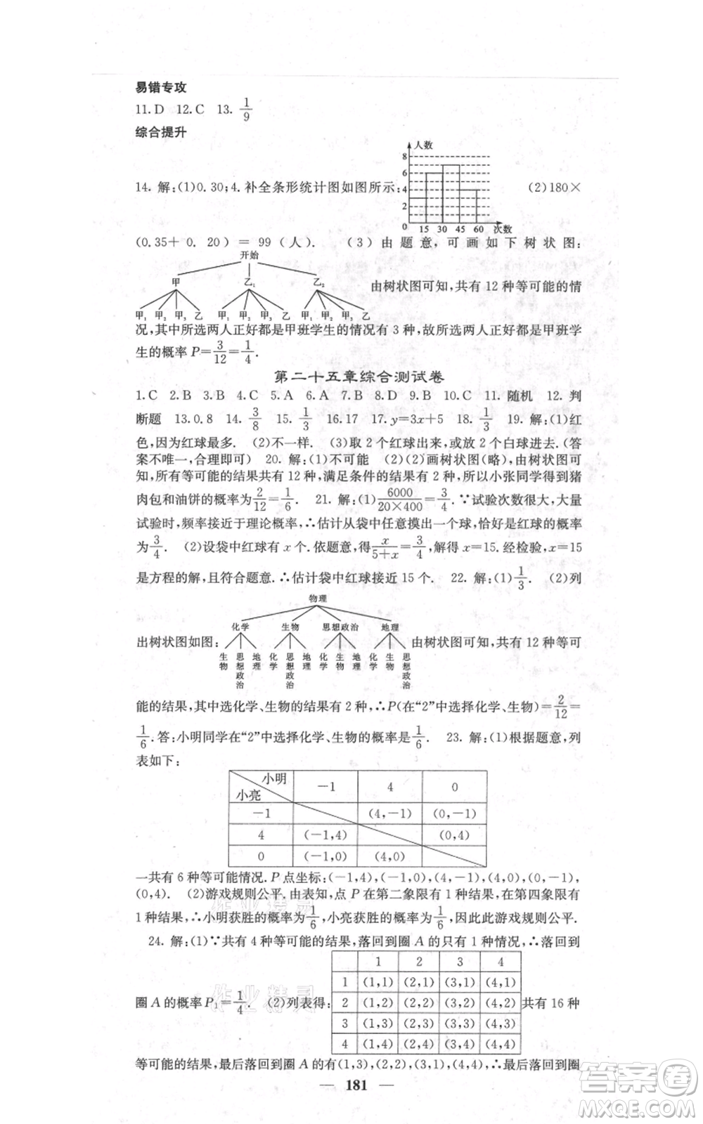 四川大學(xué)出版社2021名校課堂內(nèi)外九年級上冊數(shù)學(xué)人教版參考答案