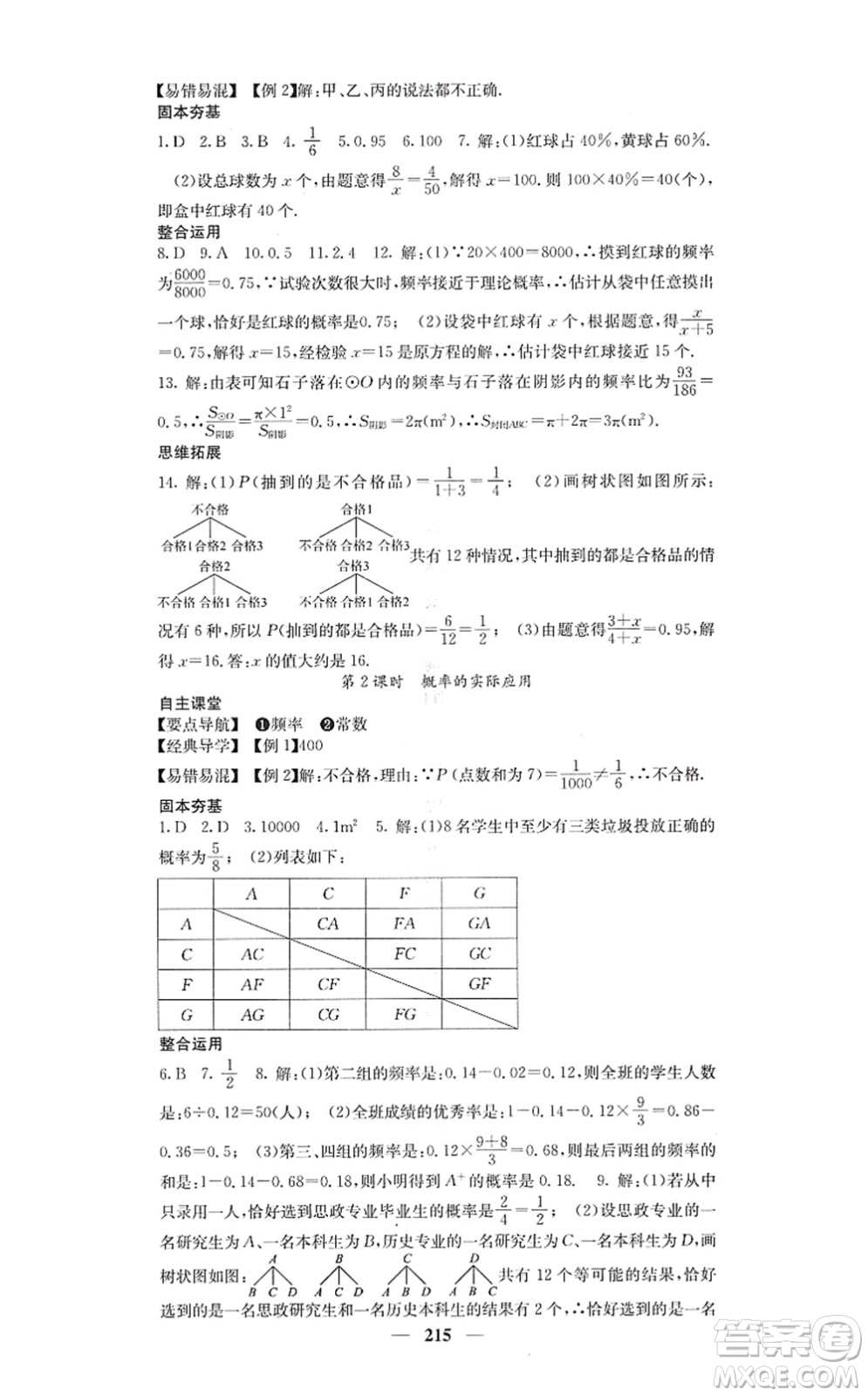 四川大學(xué)出版社2021課堂點(diǎn)睛九年級(jí)數(shù)學(xué)上冊(cè)人教版答案