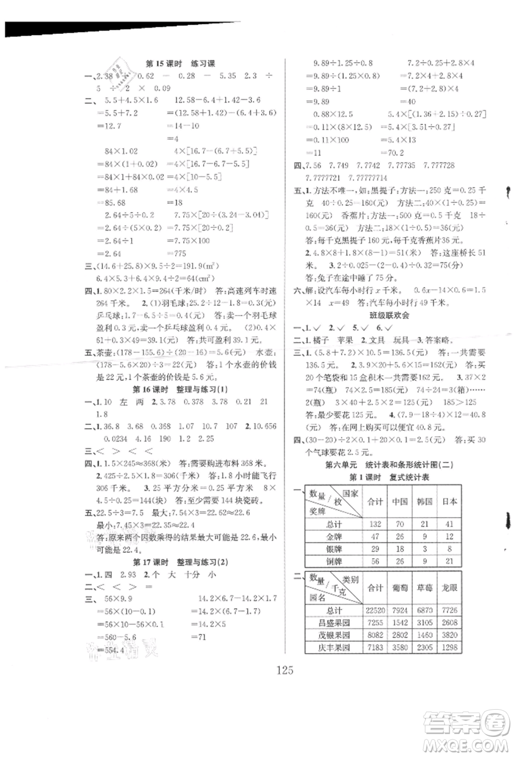 安徽人民出版社2021陽(yáng)光課堂課時(shí)作業(yè)五年級(jí)數(shù)學(xué)上冊(cè)蘇教版參考答案