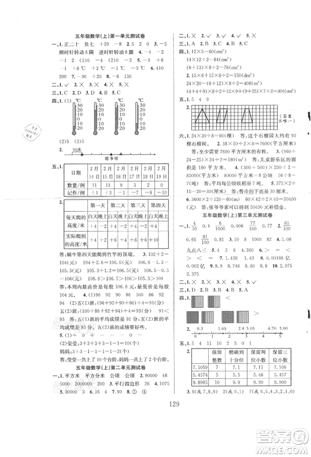 安徽人民出版社2021陽(yáng)光課堂課時(shí)作業(yè)五年級(jí)數(shù)學(xué)上冊(cè)蘇教版參考答案