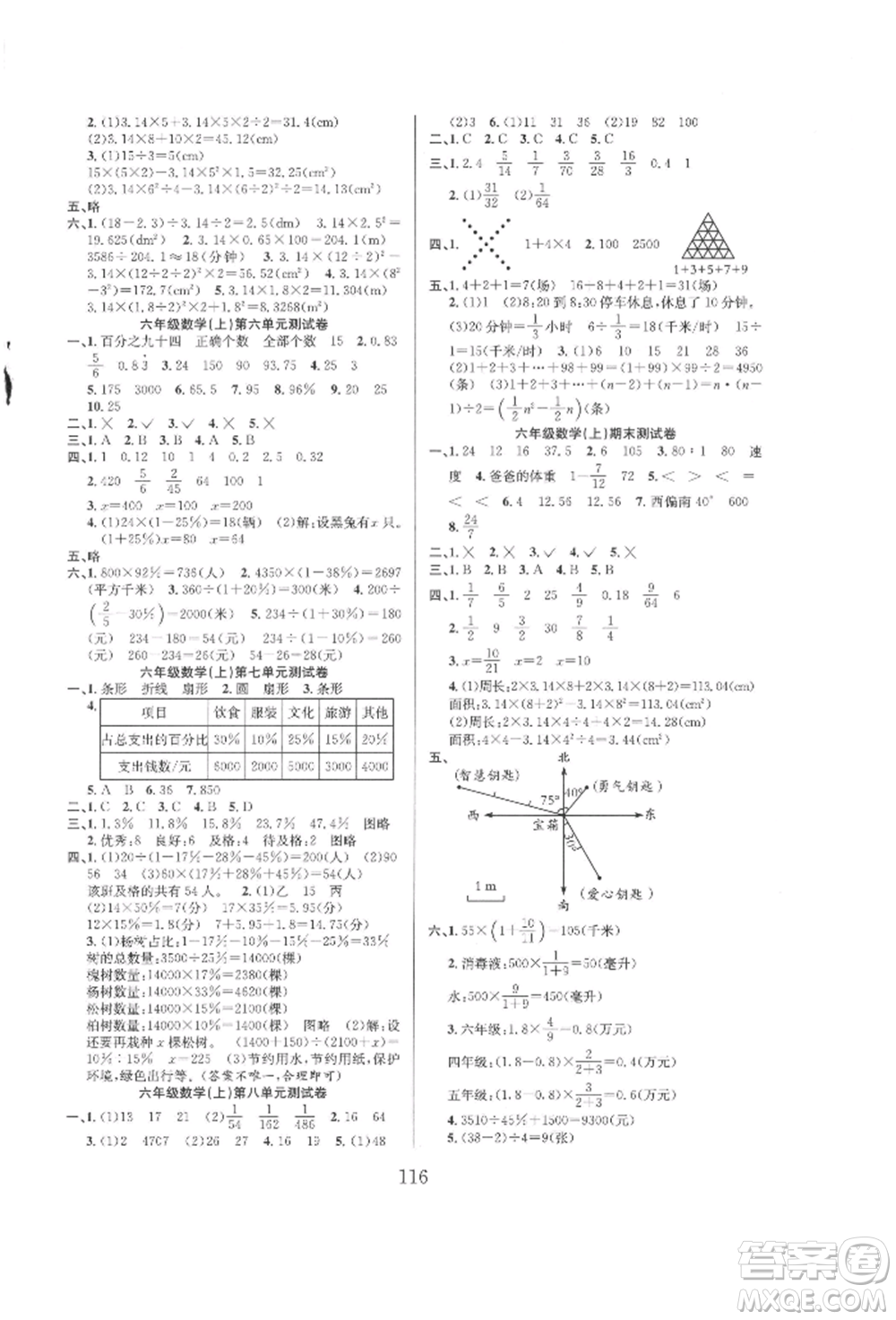 安徽人民出版社2021陽(yáng)光課堂課時(shí)作業(yè)六年級(jí)數(shù)學(xué)上冊(cè)人教版參考答案