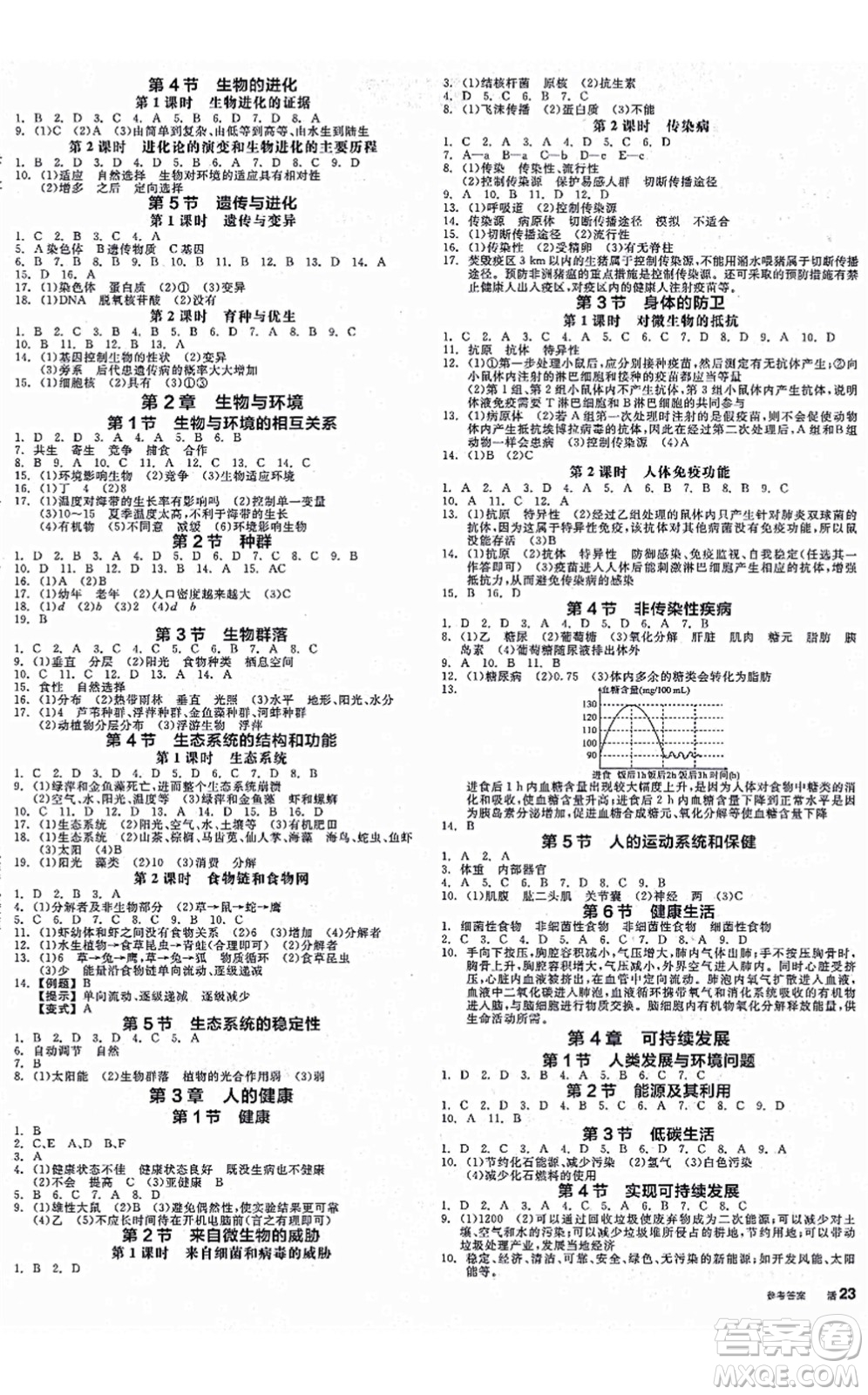 陽(yáng)光出版社2021全品學(xué)練考作業(yè)手冊(cè)九年級(jí)科學(xué)AB本ZJ浙教版答案