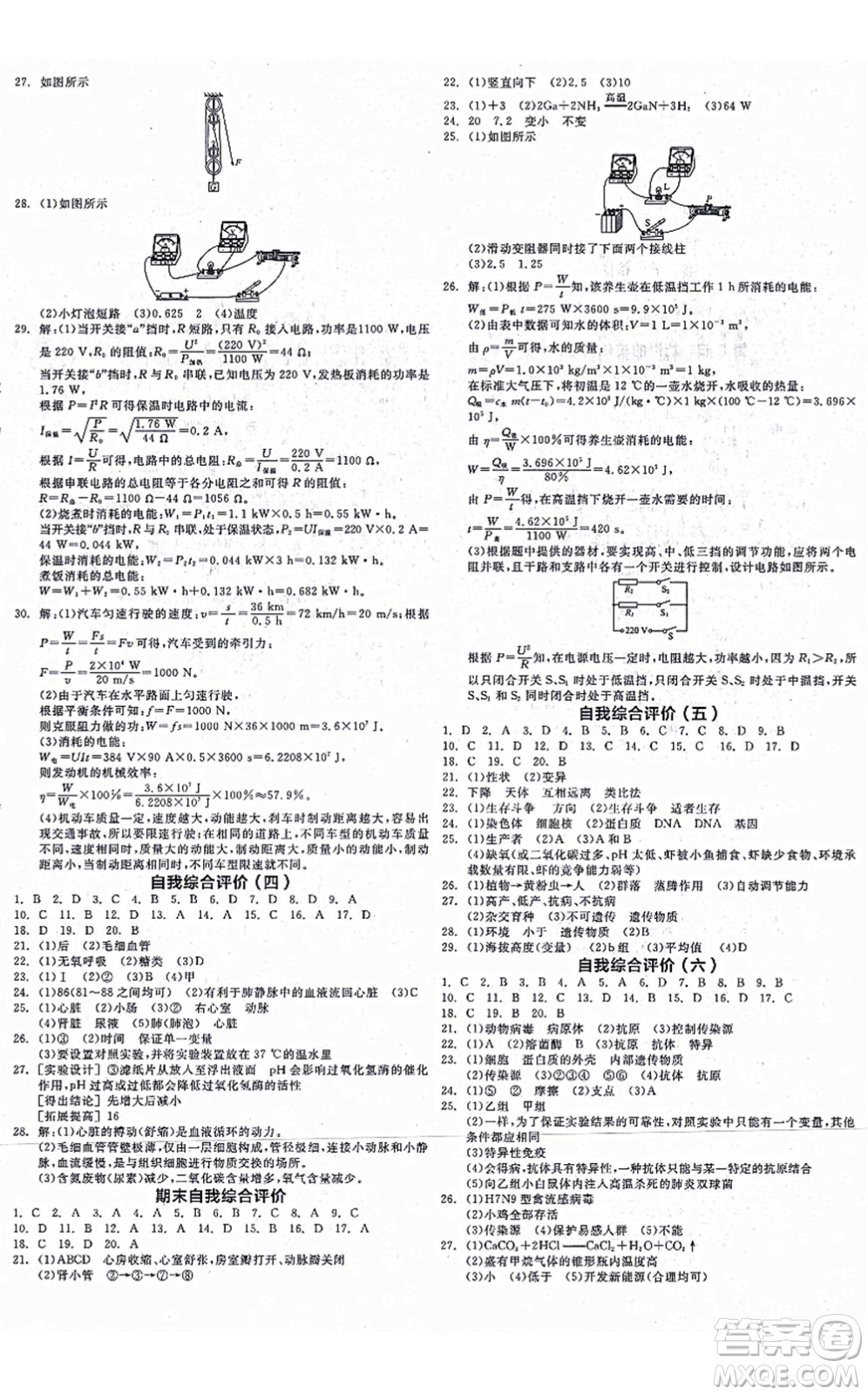 陽(yáng)光出版社2021全品學(xué)練考作業(yè)手冊(cè)九年級(jí)科學(xué)AB本ZJ浙教版答案