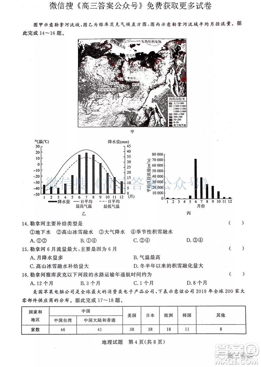 2022屆普通高等學校全國統(tǒng)一招生考試青桐鳴10月大聯考地理試題及答案