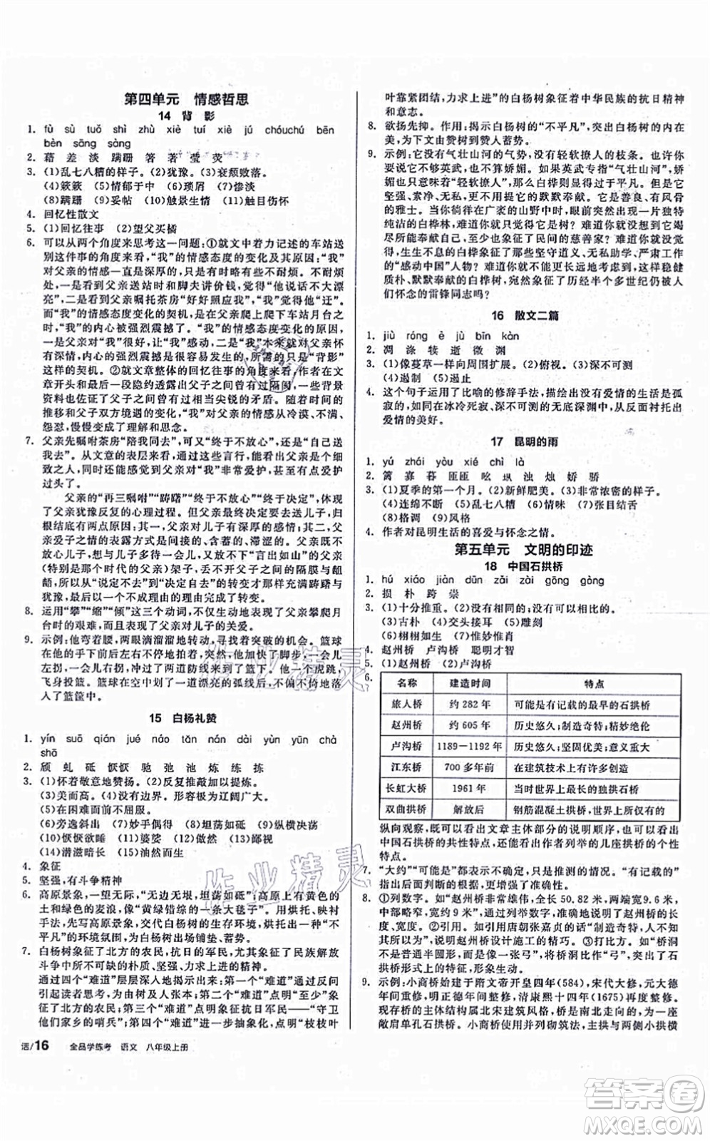 陽(yáng)光出版社2021全品學(xué)練考聽(tīng)課手冊(cè)八年級(jí)語(yǔ)文上冊(cè)人教版徐州專版答案