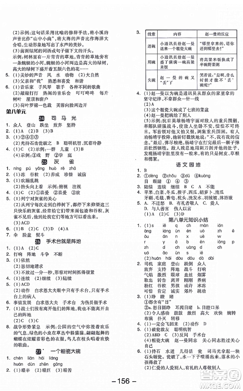 開明出版社2021全品學(xué)練考三年級(jí)語文上冊(cè)RJ人教版答案