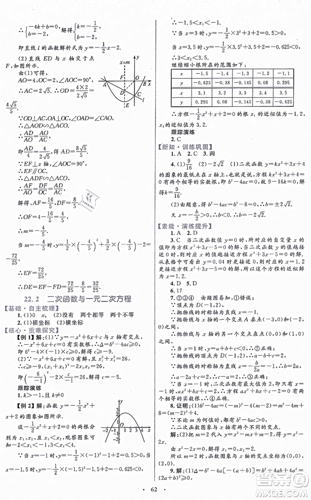 內(nèi)蒙古教育出版社2021初中同步學(xué)習(xí)目標(biāo)與檢測九年級數(shù)學(xué)全一冊人教版答案