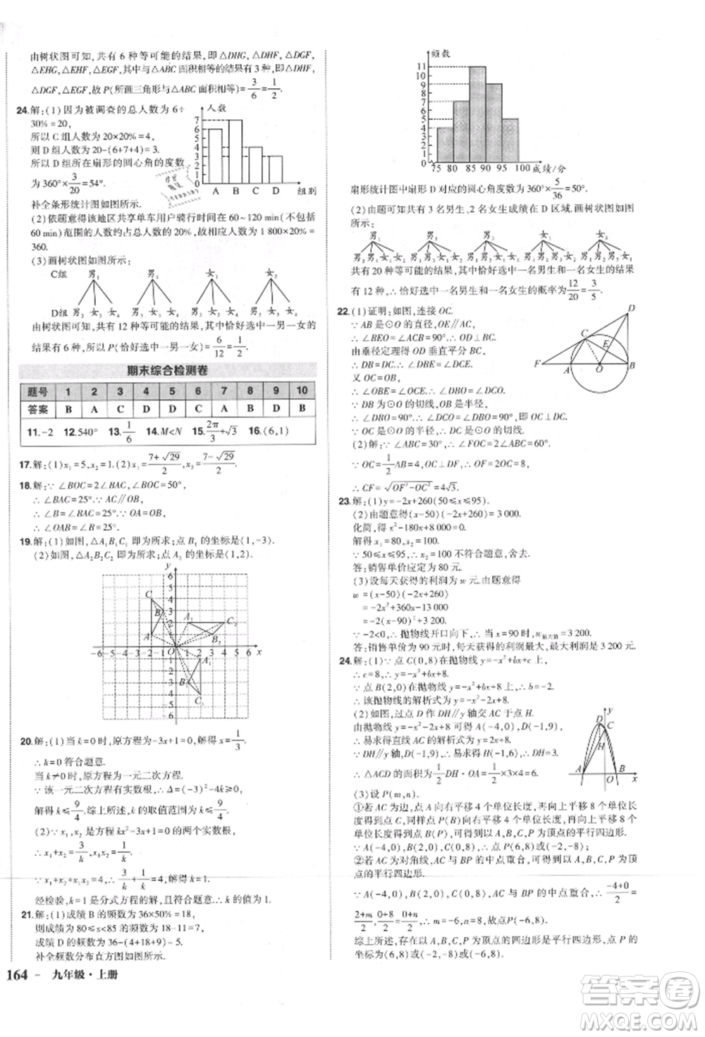 長江出版社2021狀元成才路創(chuàng)優(yōu)作業(yè)九年級上冊數(shù)學(xué)人教版參考答案