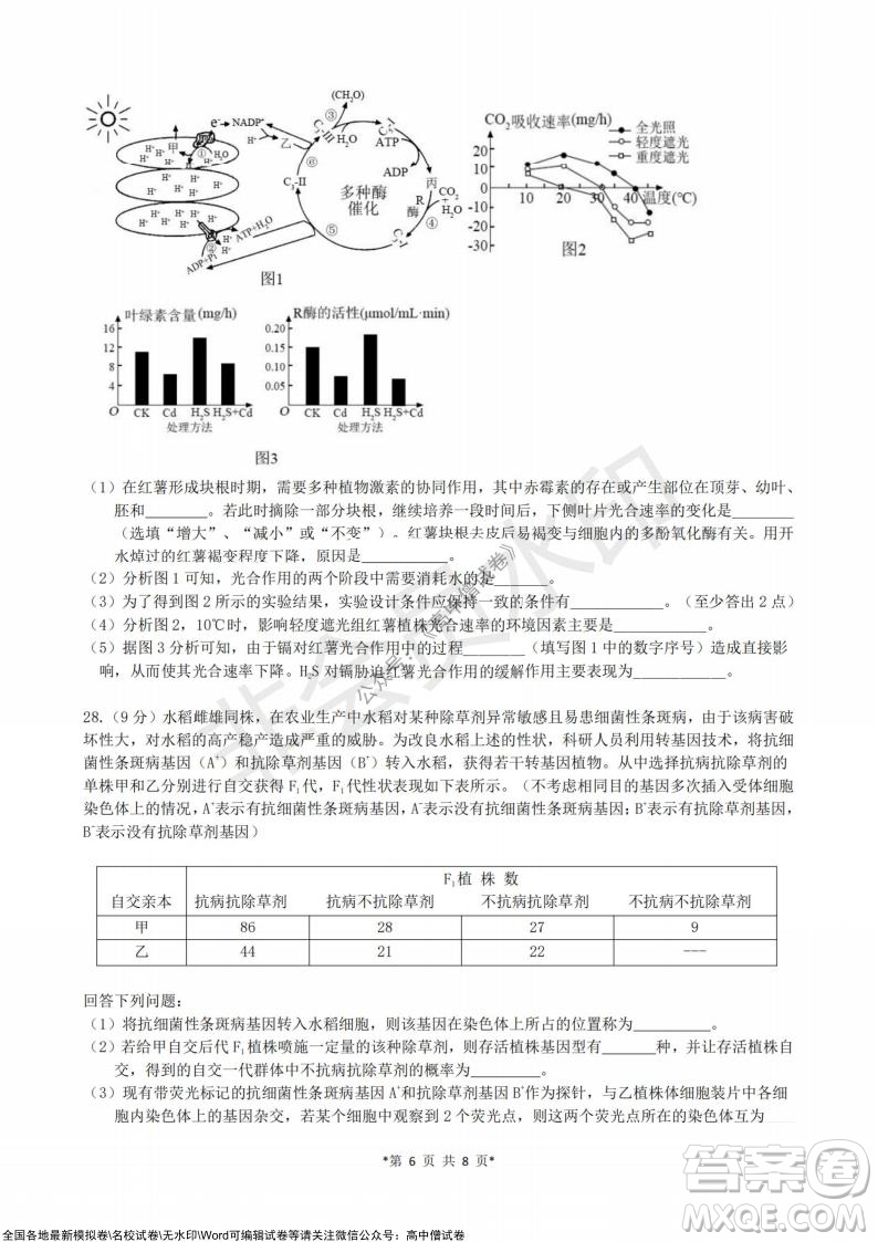 浙江省云峰聯(lián)盟2022屆高三10月聯(lián)考生物試卷及答案