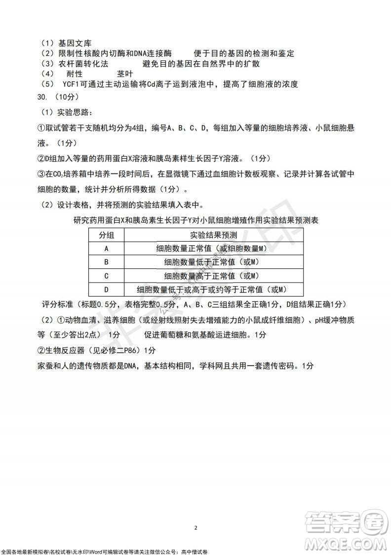 浙江省云峰聯(lián)盟2022屆高三10月聯(lián)考生物試卷及答案