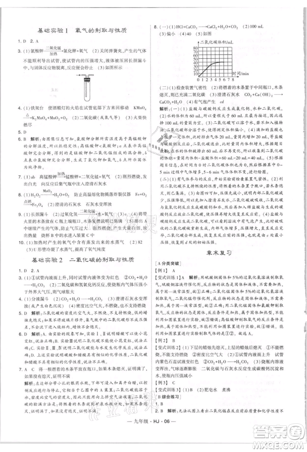 寧夏人民教育出版社2021經(jīng)綸學典學霸題中題九年級上冊化學滬教版參考答案