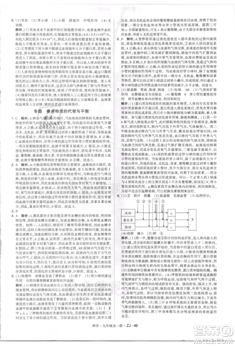 寧夏人民教育出版社2021經(jīng)綸學(xué)典學(xué)霸題中題九年級上冊科學(xué)浙教版參考答案