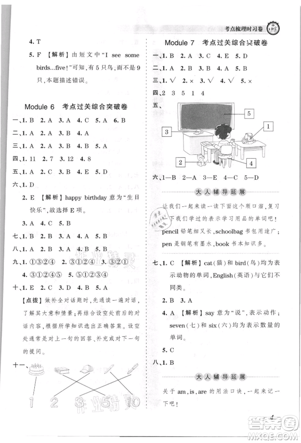 江西人民出版社2021王朝霞考點(diǎn)梳理時習(xí)卷三年級上冊英語外研版參考答案