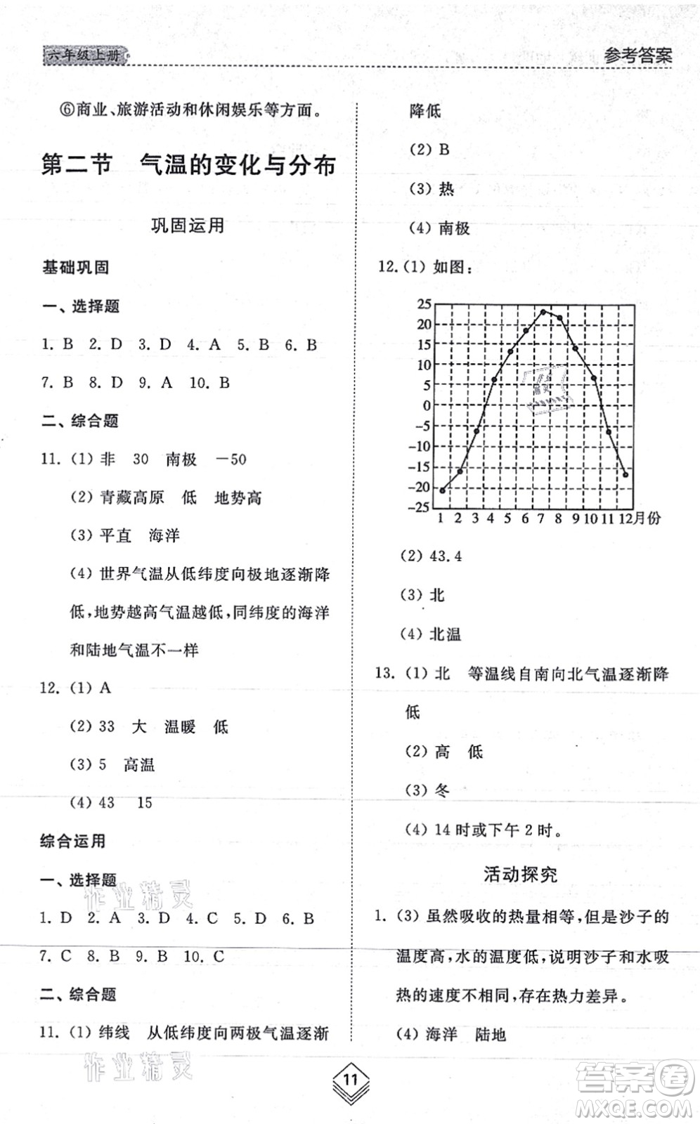 山東人民出版社2021綜合能力訓(xùn)練六年級地理上冊五四制魯教版答案