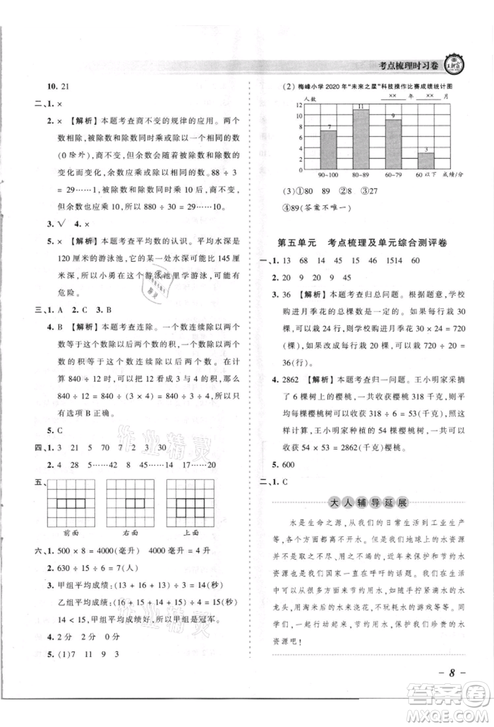 江西人民出版社2021王朝霞考點(diǎn)梳理時(shí)習(xí)卷四年級上冊數(shù)學(xué)蘇教版參考答案