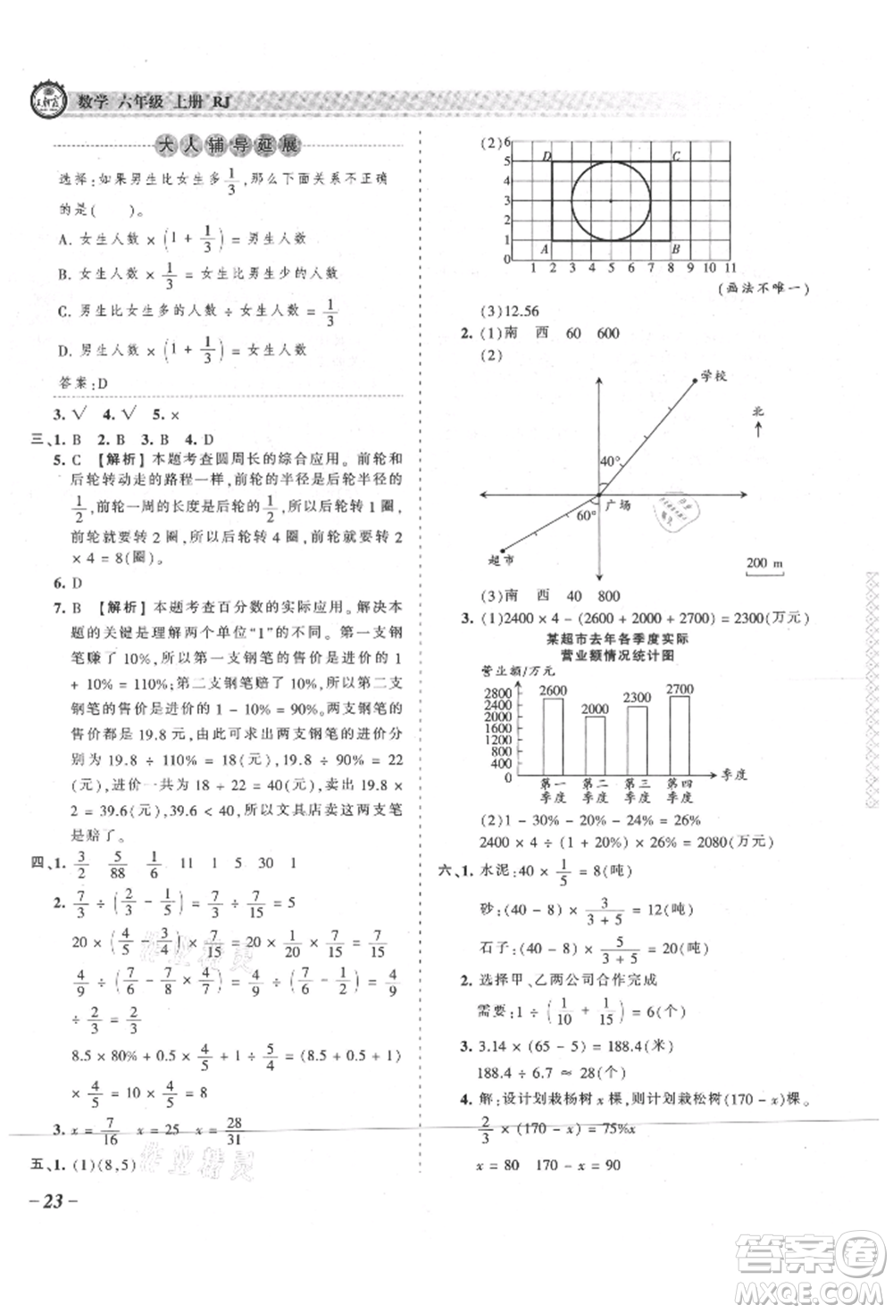 江西人民出版社2021王朝霞考點(diǎn)梳理時(shí)習(xí)卷六年級(jí)上冊(cè)數(shù)學(xué)人教版參考答案