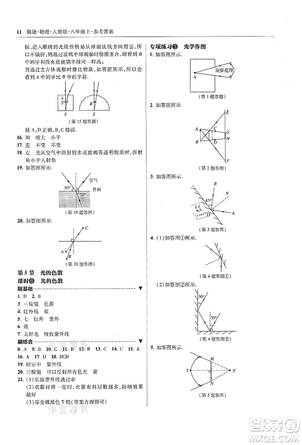 東北師范大學(xué)出版社2021北大綠卡刷題八年級物理上冊人教版答案