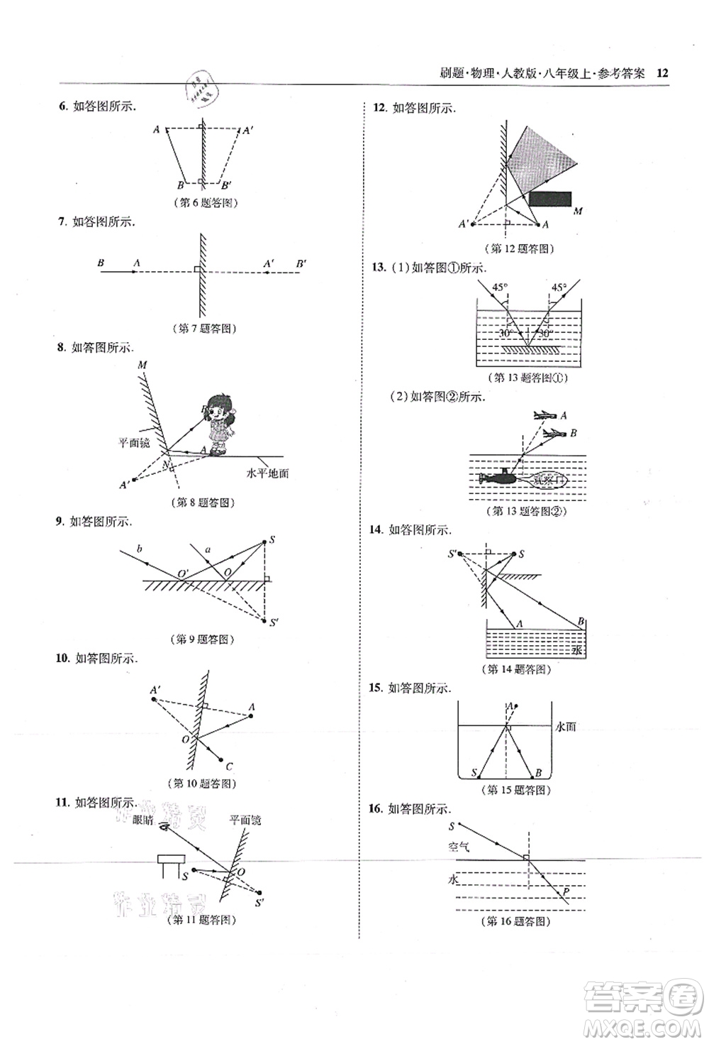 東北師范大學(xué)出版社2021北大綠卡刷題八年級物理上冊人教版答案