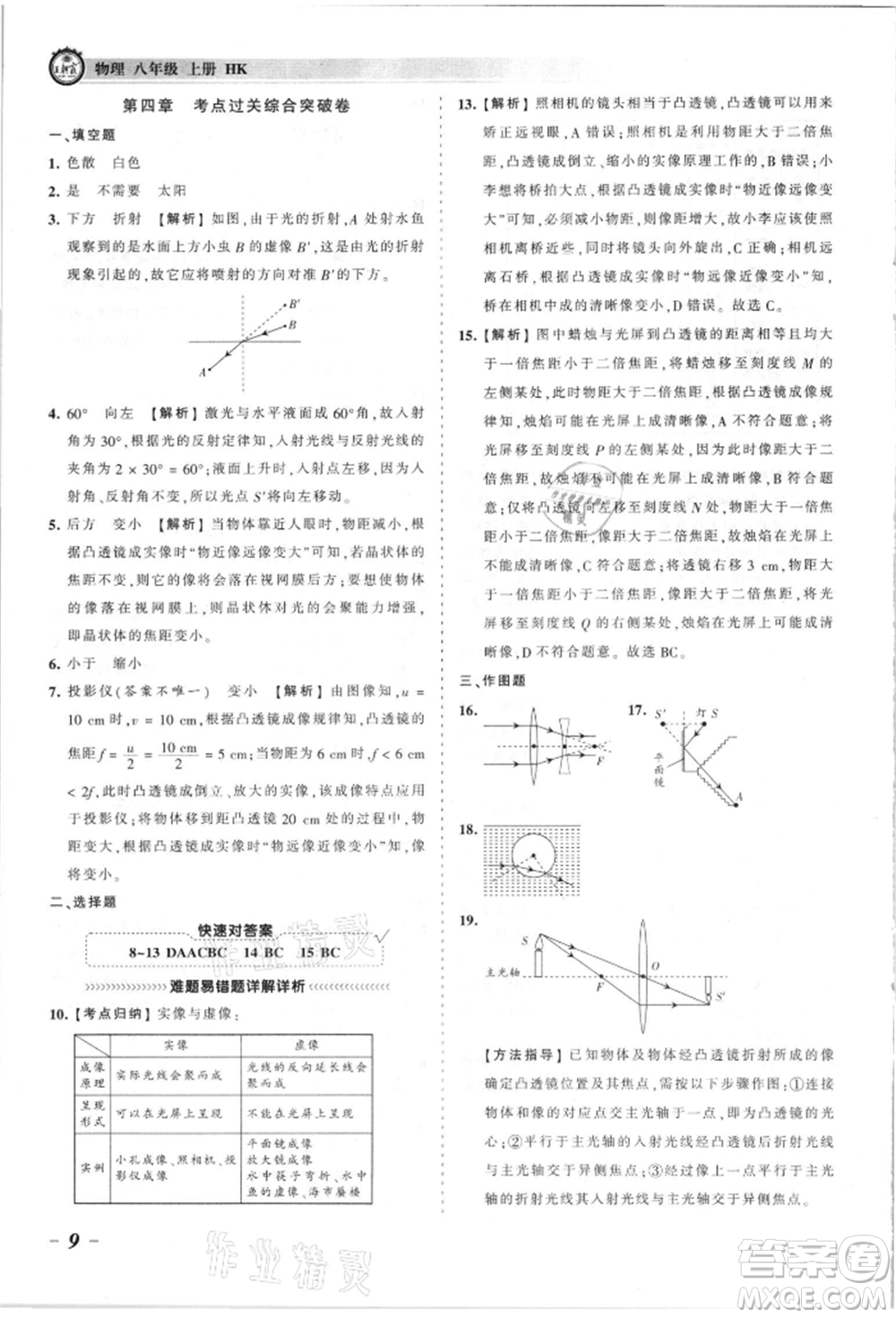 江西人民出版社2021王朝霞考點(diǎn)梳理時(shí)習(xí)卷八年級(jí)上冊(cè)物理人教版參考答案