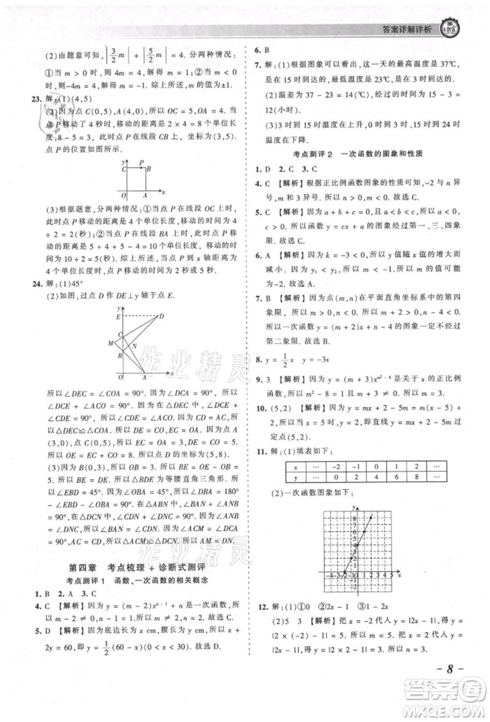 江西人民出版社2021王朝霞考點(diǎn)梳理時(shí)習(xí)卷八年級(jí)上冊(cè)數(shù)學(xué)北師大版參考答案