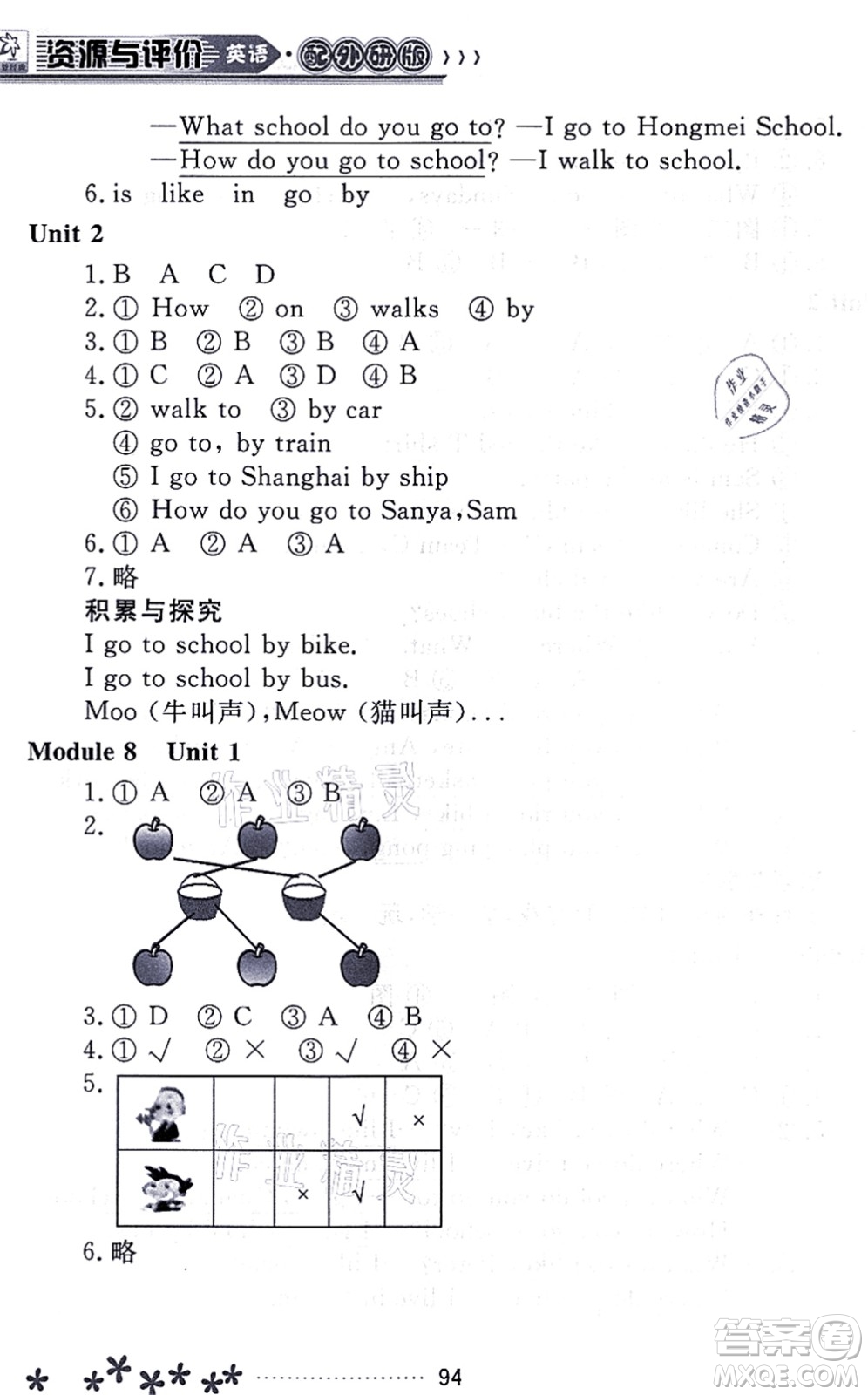 黑龍江教育出版社2021資源與評價(jià)二年級英語上冊外研版大慶專版答案