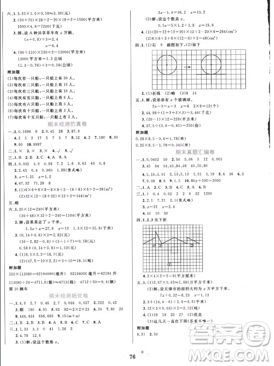 黑龍江教育出版社2021黃岡名卷數(shù)學五年級上冊青島版答案