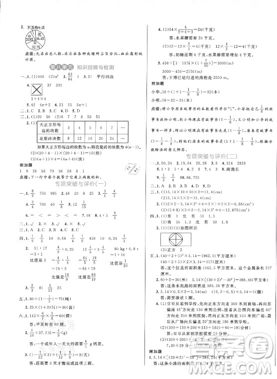 沈陽出版社2021黃岡名卷數(shù)學(xué)六年級(jí)上冊(cè)RJ人教版新疆專版答案