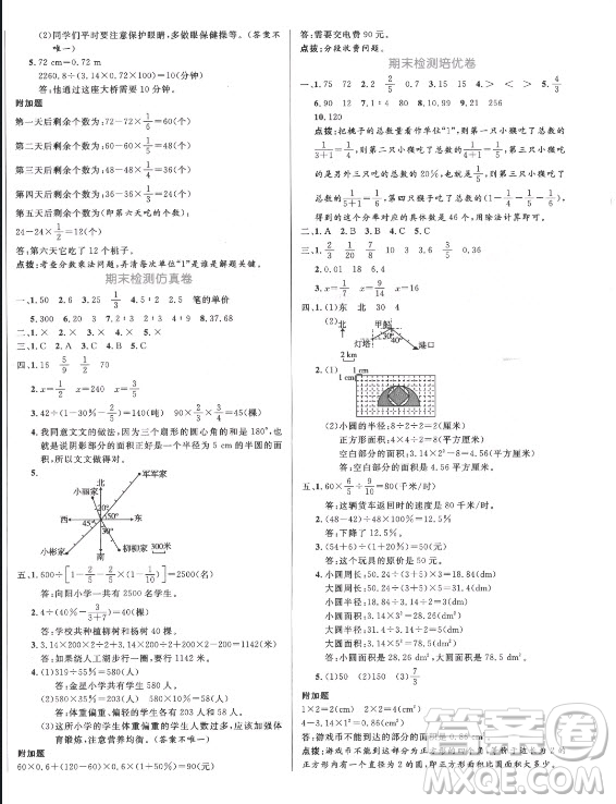 沈陽出版社2021黃岡名卷數(shù)學(xué)六年級(jí)上冊(cè)RJ人教版新疆專版答案