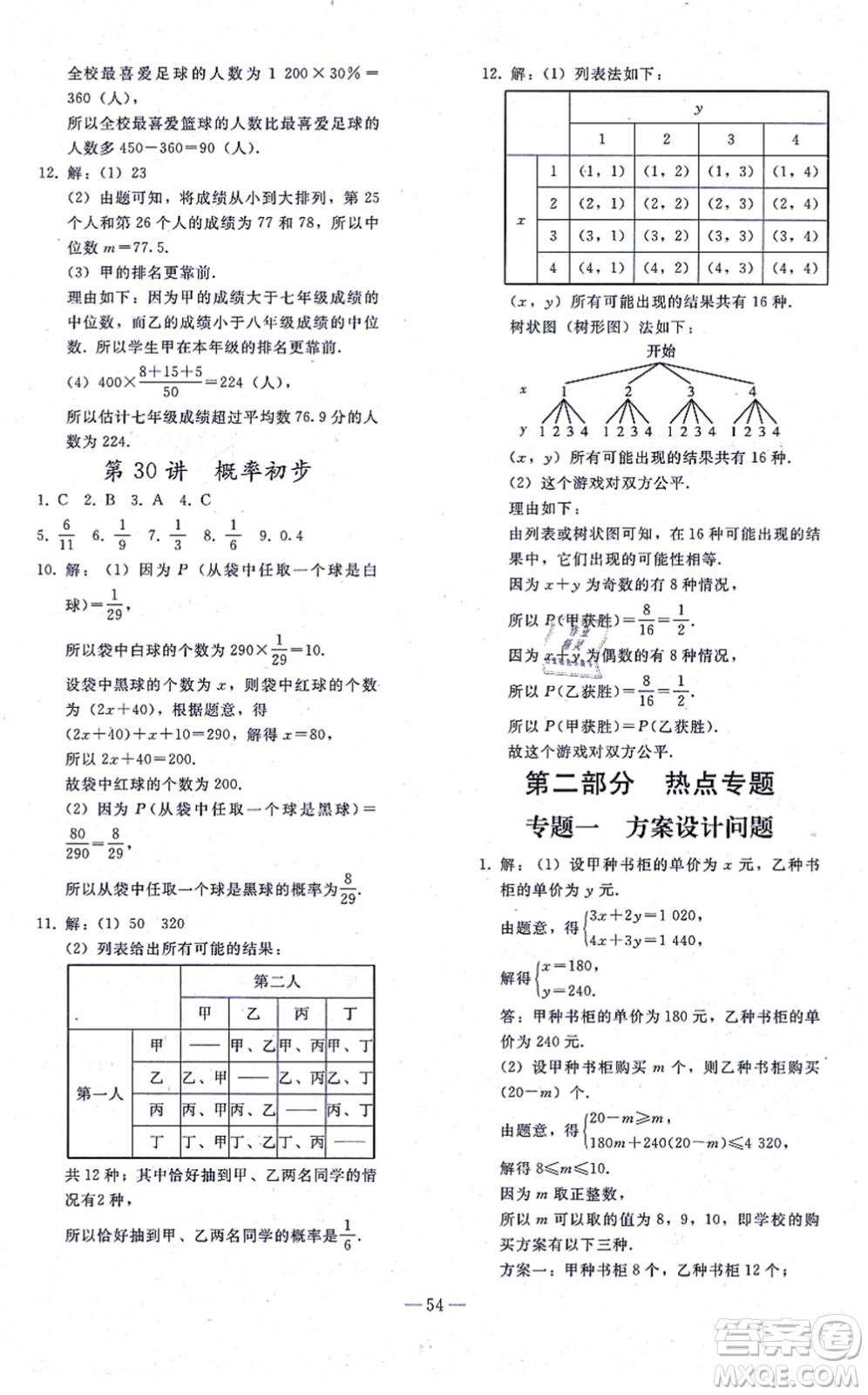 人民教育出版社2021同步輕松練習(xí)九年級(jí)數(shù)學(xué)總復(fù)習(xí)人教版答案