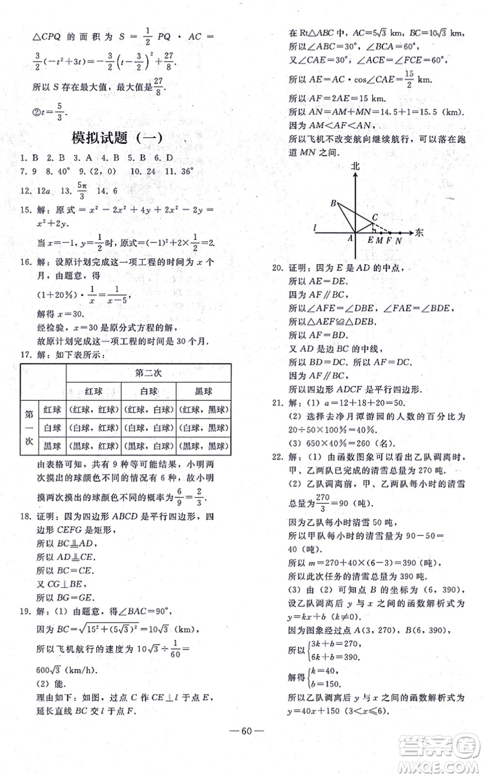 人民教育出版社2021同步輕松練習(xí)九年級(jí)數(shù)學(xué)總復(fù)習(xí)人教版答案