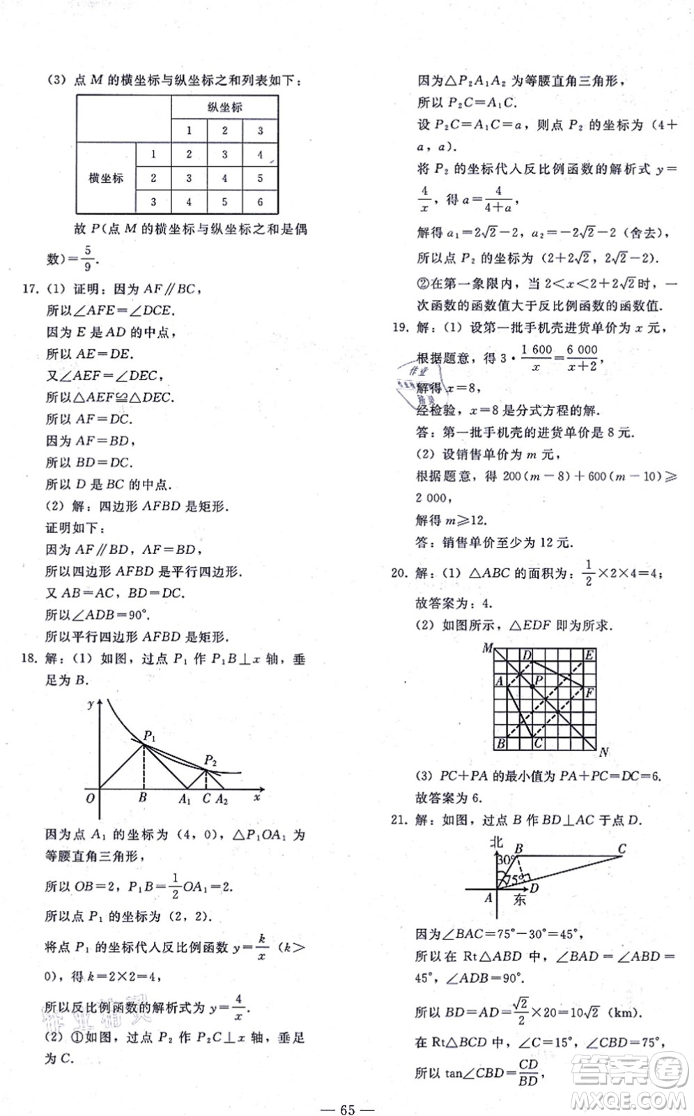 人民教育出版社2021同步輕松練習(xí)九年級(jí)數(shù)學(xué)總復(fù)習(xí)人教版答案