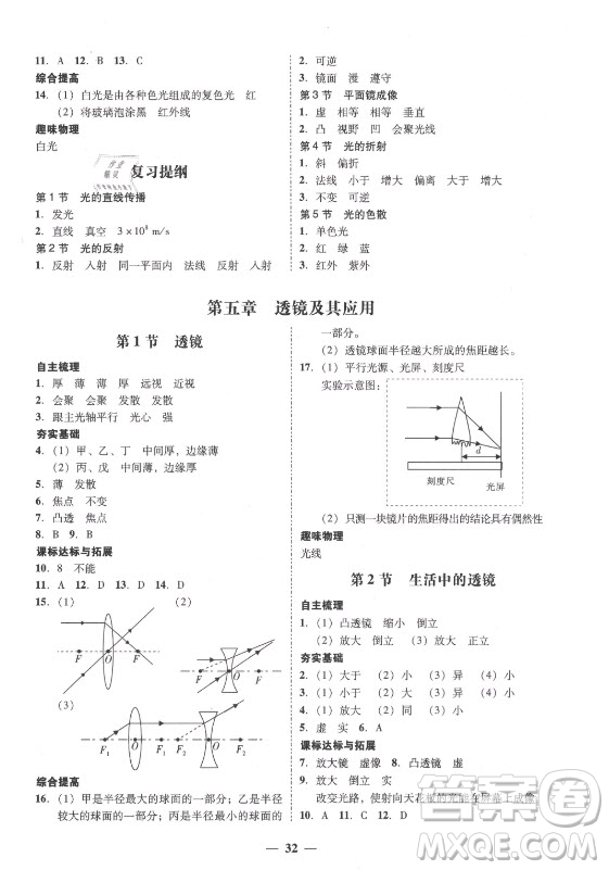 廣東經(jīng)濟出版社2021學(xué)考精練八年級上冊物理人教版答案