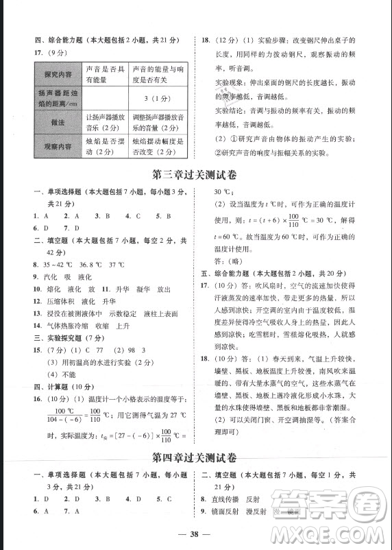 廣東經(jīng)濟出版社2021學(xué)考精練八年級上冊物理人教版答案