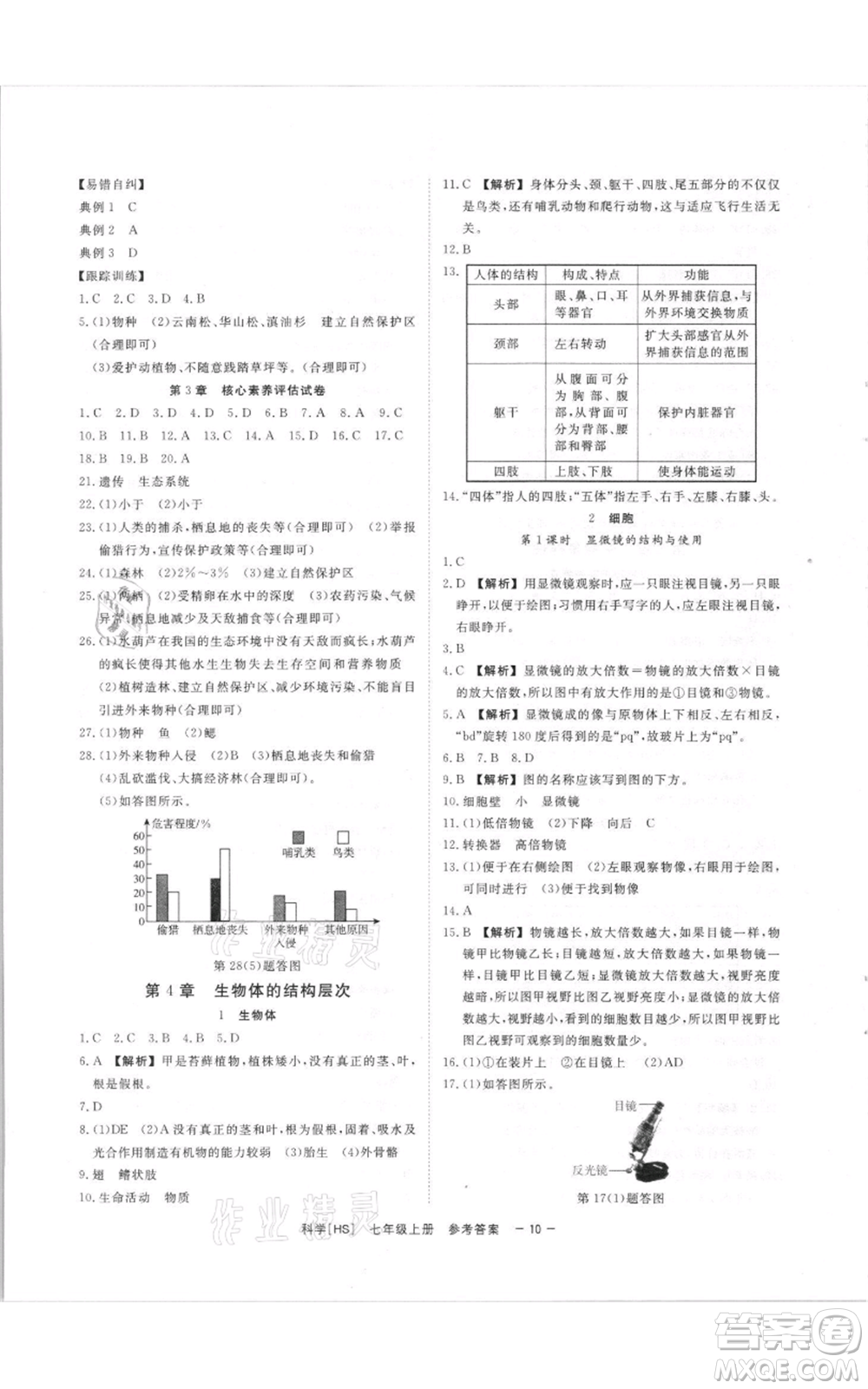 光明日?qǐng)?bào)出版社2021全效學(xué)習(xí)課時(shí)提優(yōu)七年級(jí)上冊(cè)科學(xué)華師大版精華版參考答案