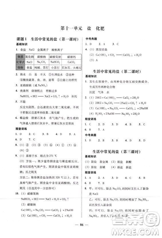 廣東經(jīng)濟出版社2021學考精練九年級全一冊化學人教版答案