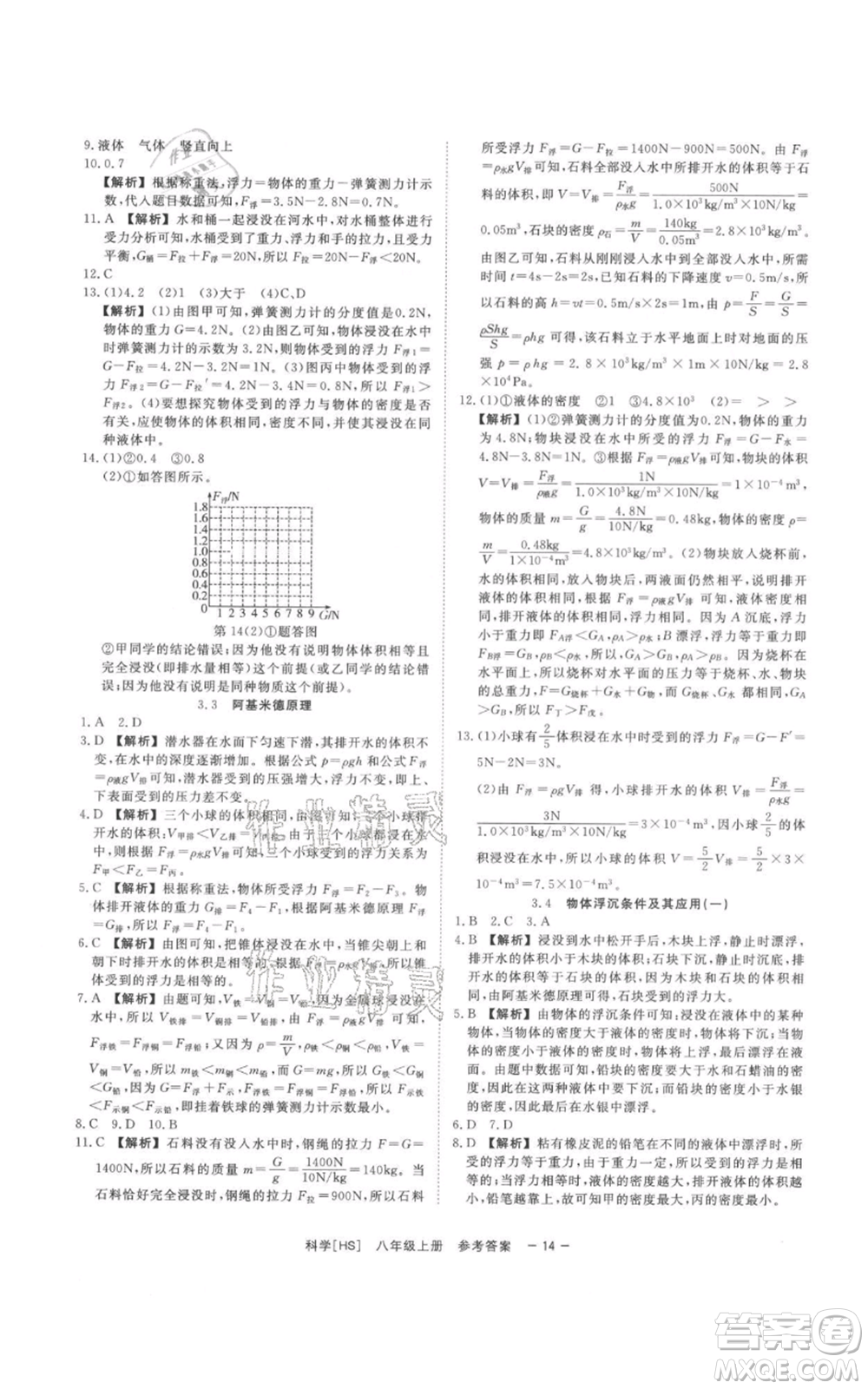 光明日?qǐng)?bào)出版社2021全效學(xué)習(xí)課時(shí)提優(yōu)八年級(jí)上冊(cè)科學(xué)華師大版精華版參考答案