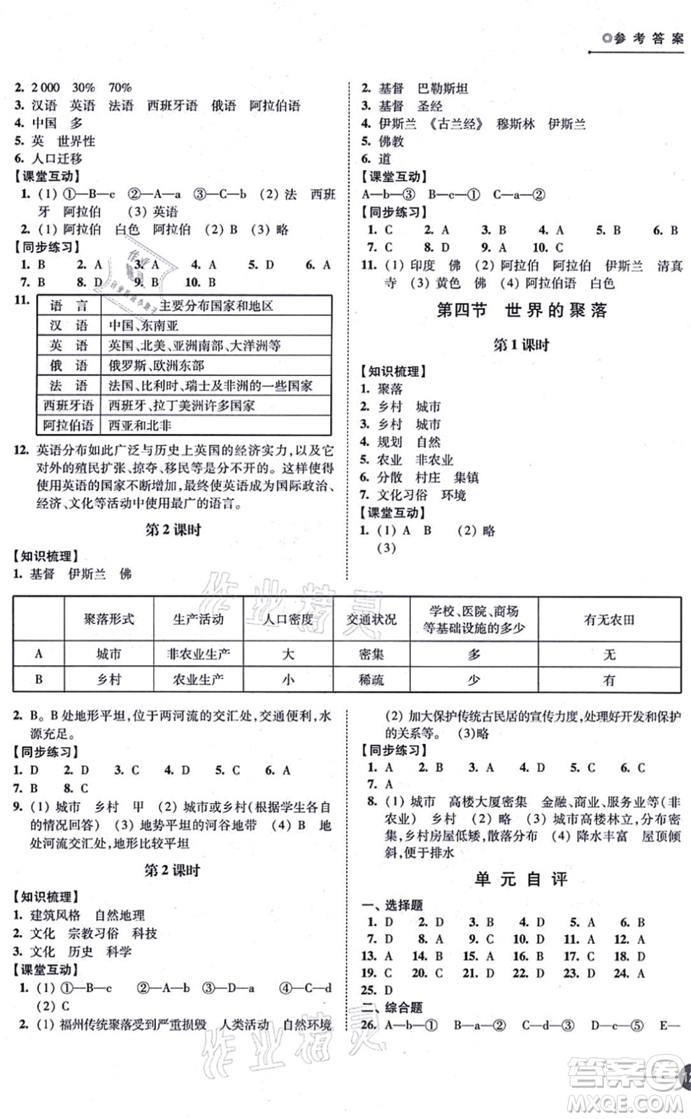 江蘇鳳凰科學(xué)技術(shù)出版社2021同步練習(xí)地理七年級(jí)上冊(cè)湘教版答案