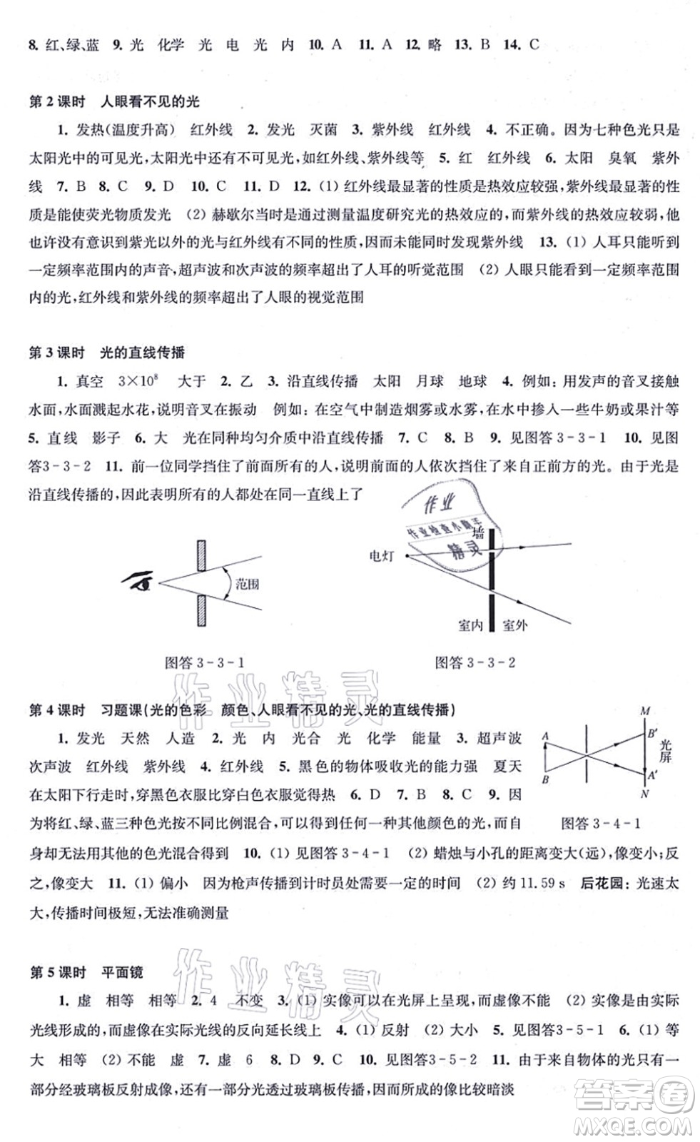 江蘇鳳凰科學(xué)技術(shù)出版社2021同步練習(xí)物理八年級(jí)上冊(cè)蘇科版答案