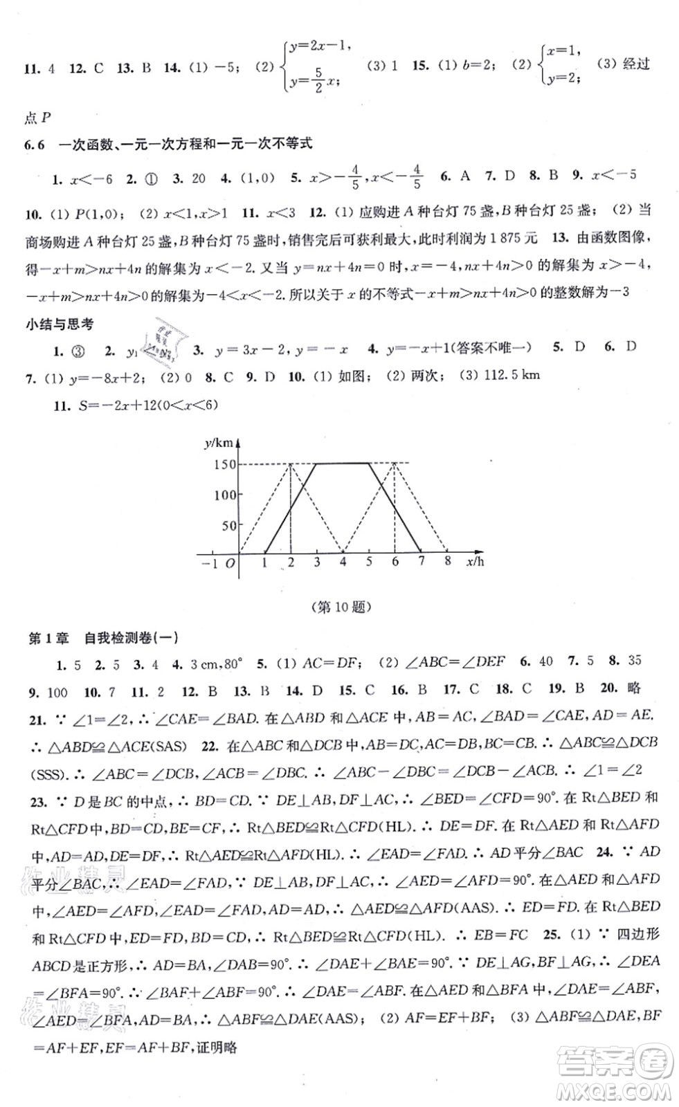 江蘇鳳凰科學(xué)技術(shù)出版社2021同步練習(xí)數(shù)學(xué)八年級上冊蘇科版答案