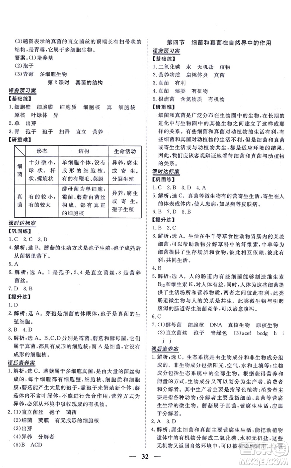 青海人民出版社2021新坐標(biāo)同步練習(xí)八年級(jí)生物上冊(cè)人教版青海專用答案