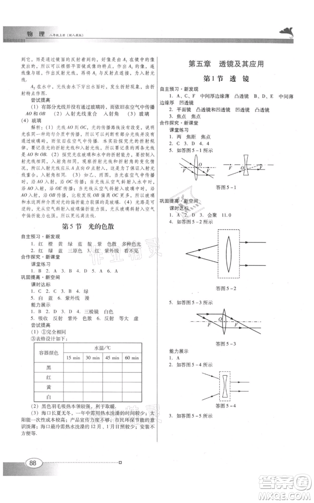 廣東教育出版社2021南方新課堂金牌學(xué)案八年級上冊物理人教版參考答案