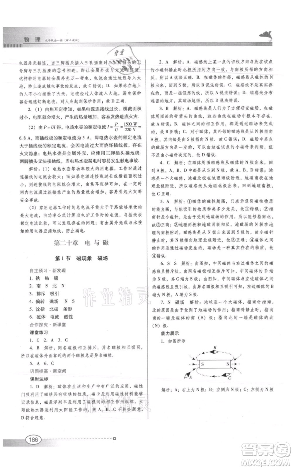 廣東教育出版社2021南方新課堂金牌學(xué)案九年級物理人教版參考答案