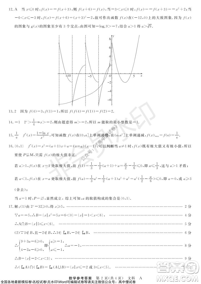 河南省名校聯(lián)盟2021-2022學(xué)年高三上學(xué)期10月聯(lián)考文科數(shù)學(xué)試題及答案