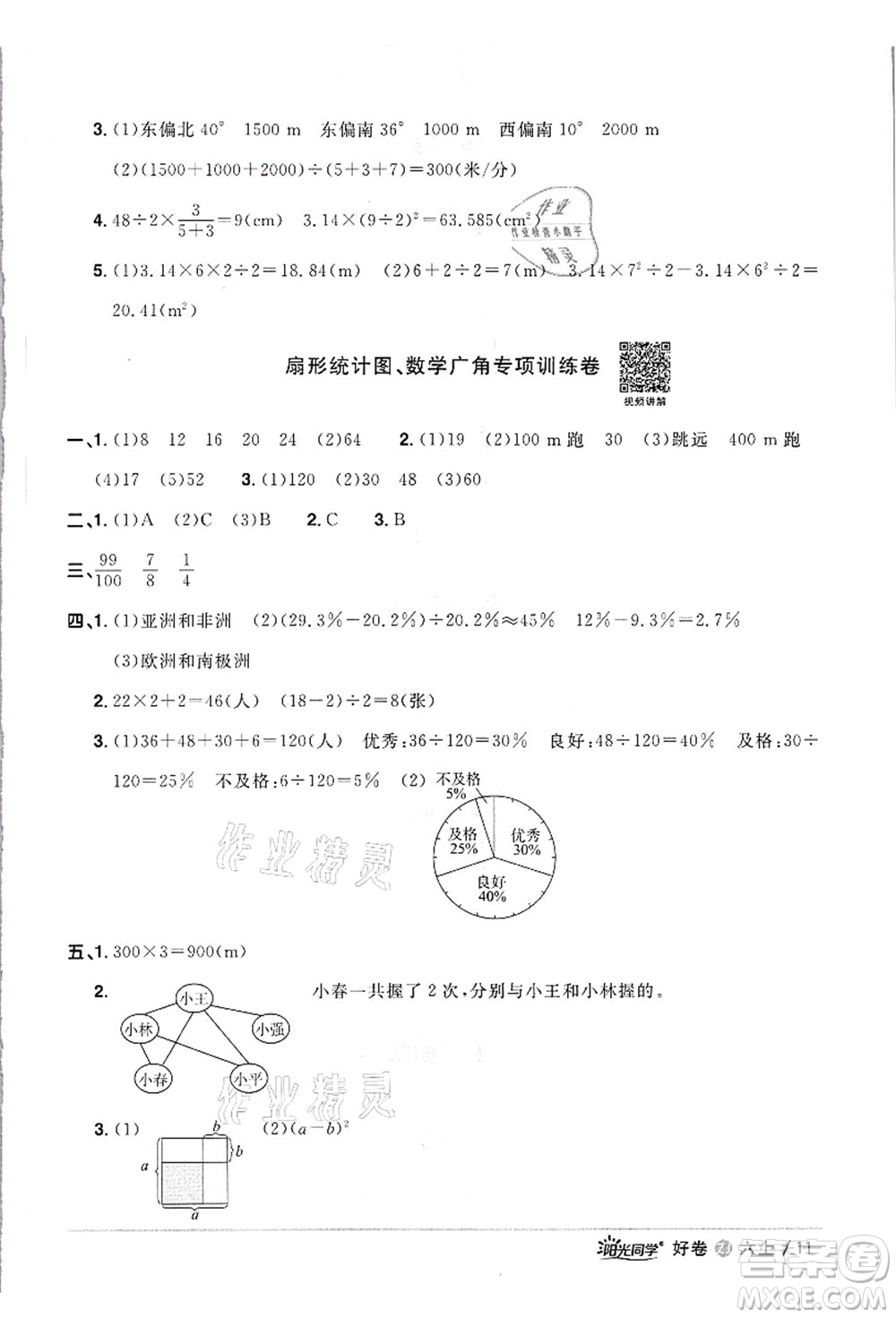 浙江教育出版社2021陽光同學(xué)全優(yōu)達(dá)標(biāo)好卷六年級數(shù)學(xué)上冊R人教版浙江專版答案