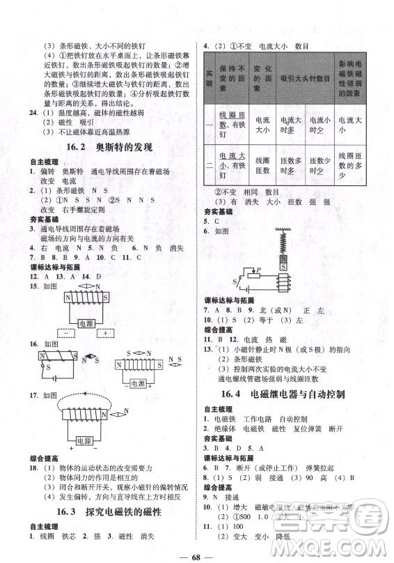 廣東經(jīng)濟(jì)出版社2021學(xué)考精練九年級(jí)全一冊(cè)物理粵滬版答案